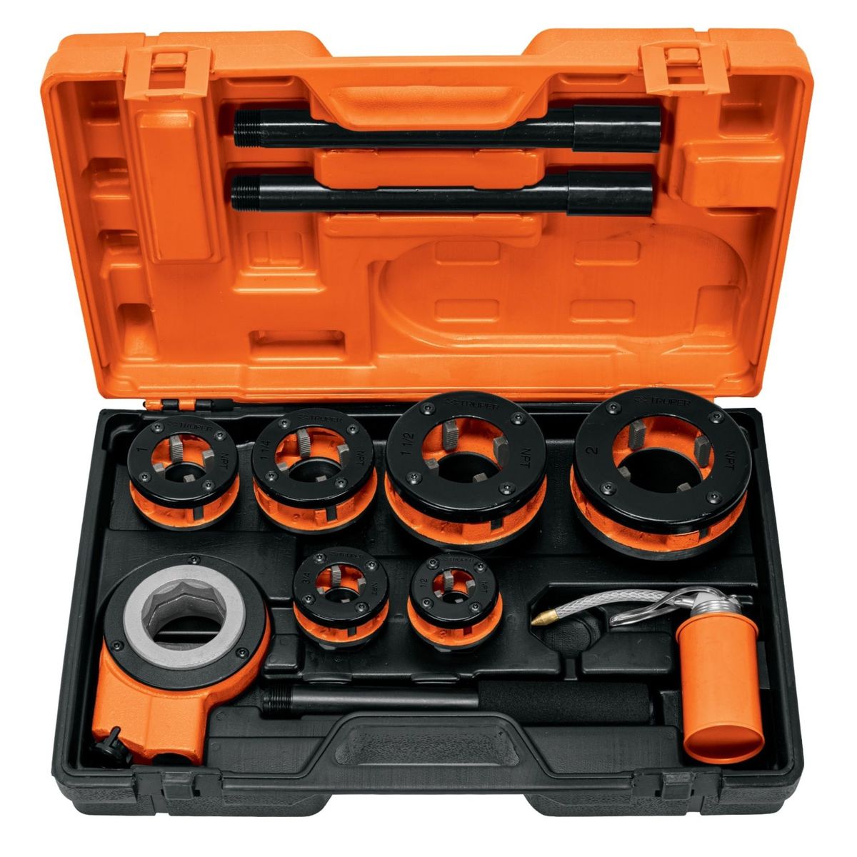 TRUPER - Tarrajas para tubo de 1/2" a 2", Juego de 9 Piezas Truper