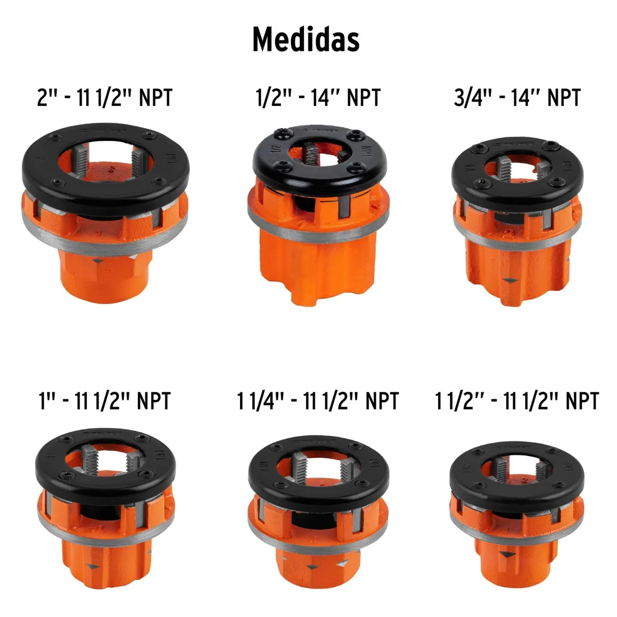 TRUPER - Tarrajas para tubo de 1/2" a 2", Juego de 9 Piezas Truper