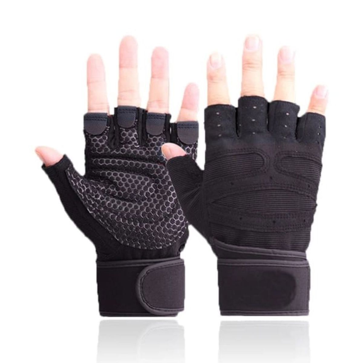 GENERICO - Guantes Deportivo para Pesas con Muñequera Talla M Negro