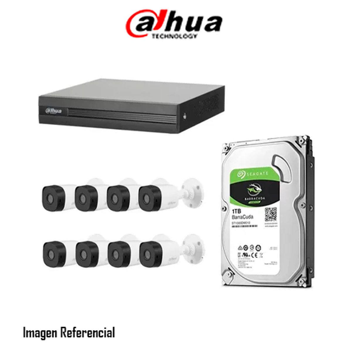 DAHUA - KIT CAMARAS DAHUA, 8 CAMARAS 1080P/FUENTE/1TB - P/N: KIT-XVR8C8CH-1TB