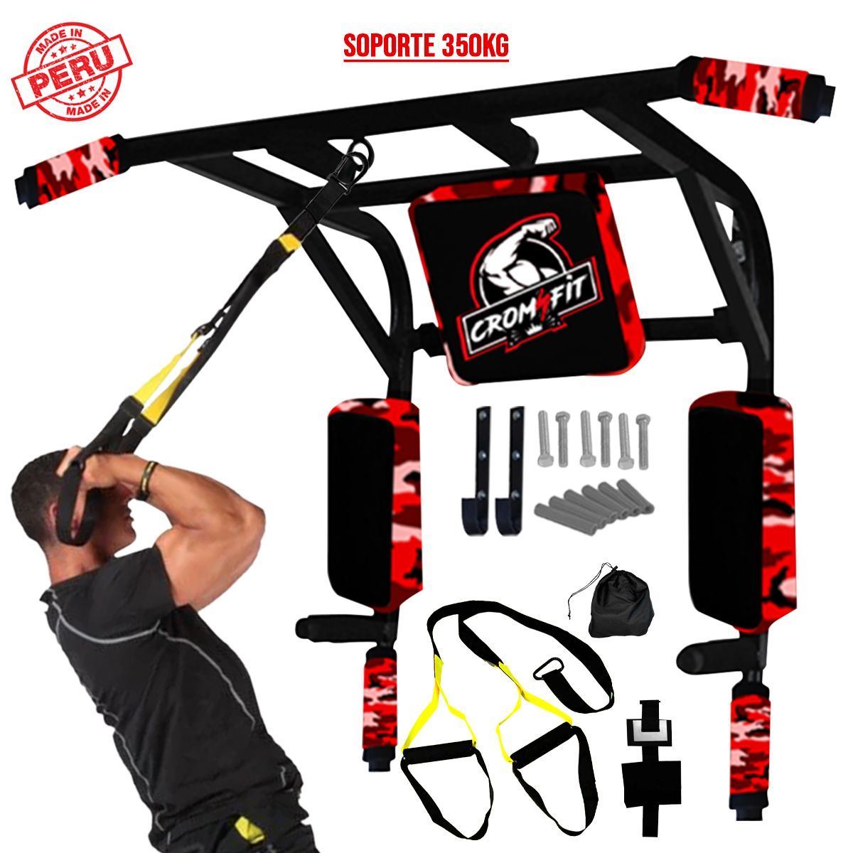 HOLGU - Barra 15 en 1 Soporte 350KG + TRX Banda de Suspensión