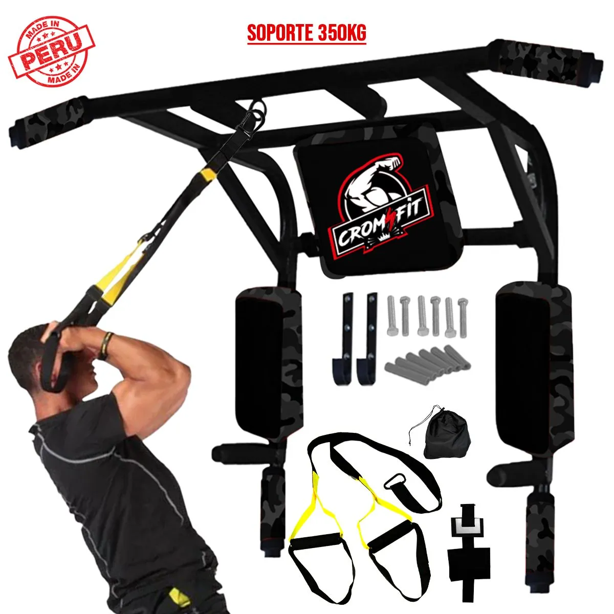 HOLGU - Barra 15 en 1 Soporte 350KG + TRX Banda de Suspensión