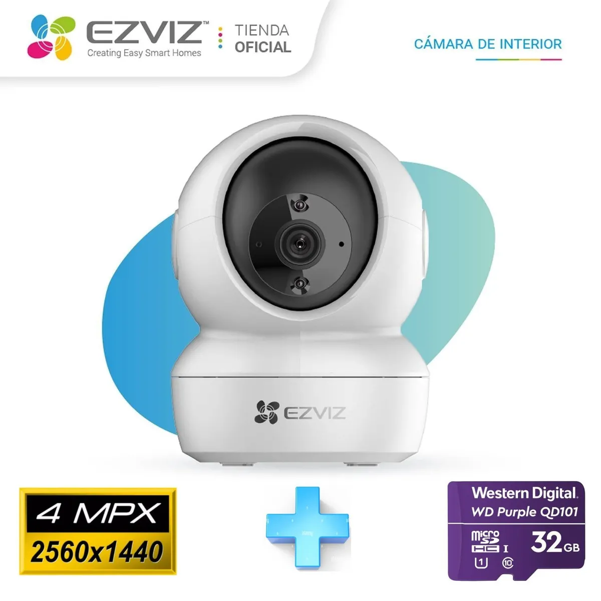 EZVIZ - Ezviz Cámara Inalambrica C6N 4MP WIFI 24GHZ  SD 32GB