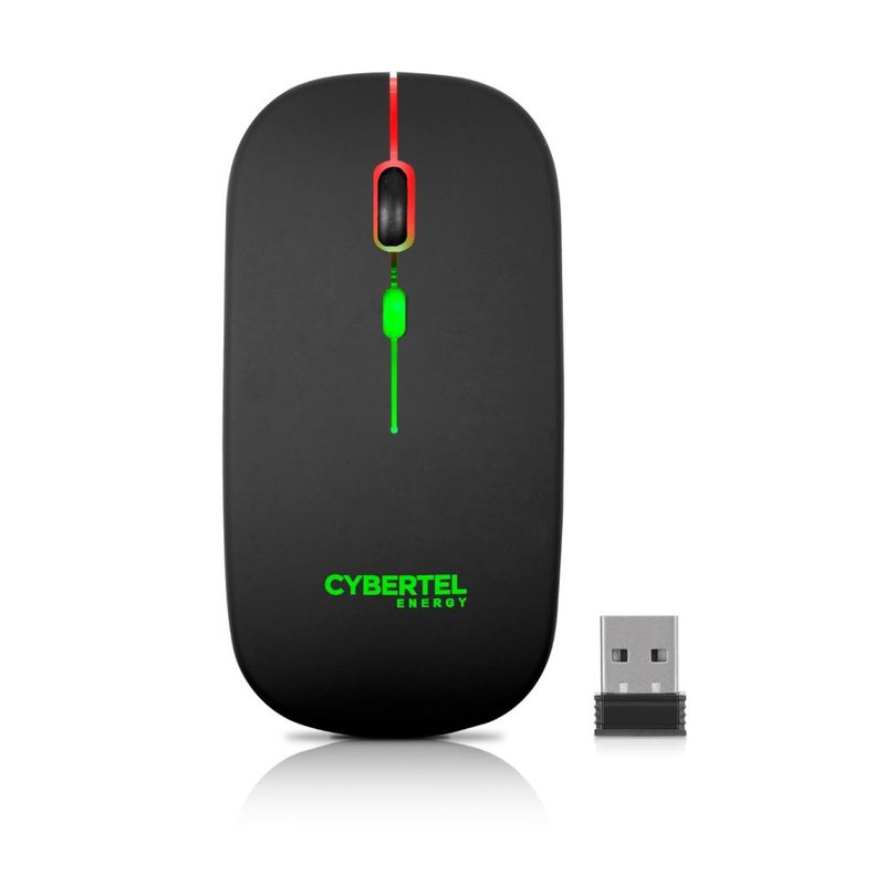 CYBERTEL - Mouse Cybertel Energy Inalámbrico Recargable 2.4 Ghz Negro