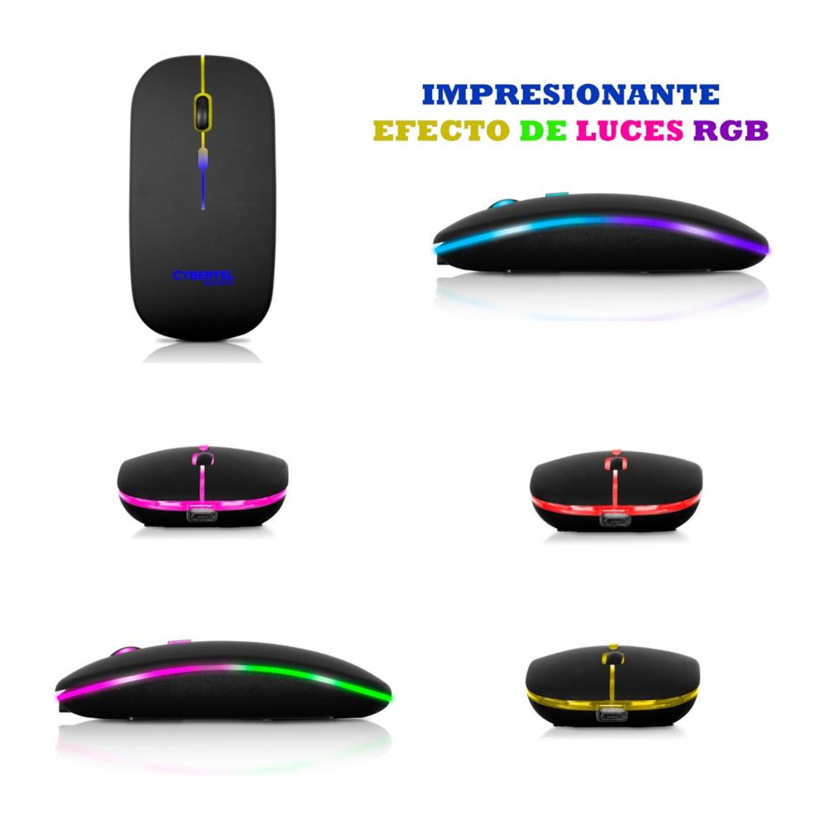CYBERTEL - Mouse Cybertel Energy Inalámbrico Recargable 2.4 Ghz Negro