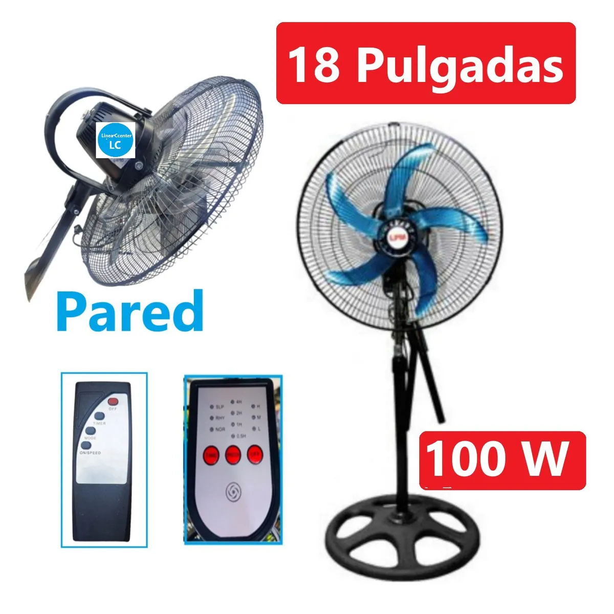 GENERICO - Ventilador 18 pulgadas Orbital con Control Remoto 100 Wats 360 Grados