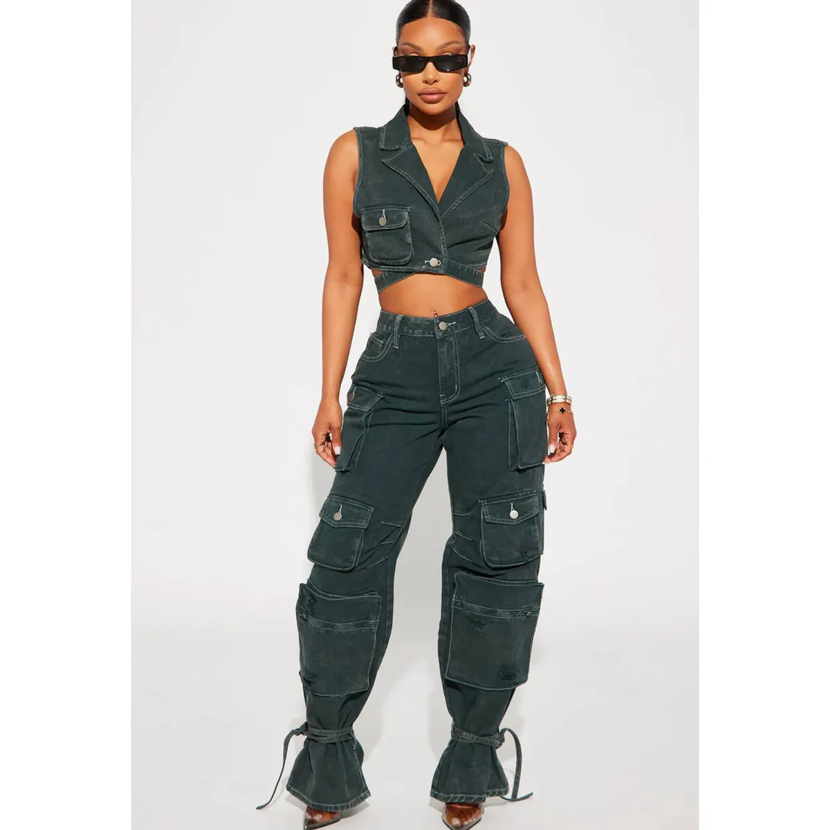 BENCUS JEANS - Blusa Chaleco Corto Top Jean Mujer Denim