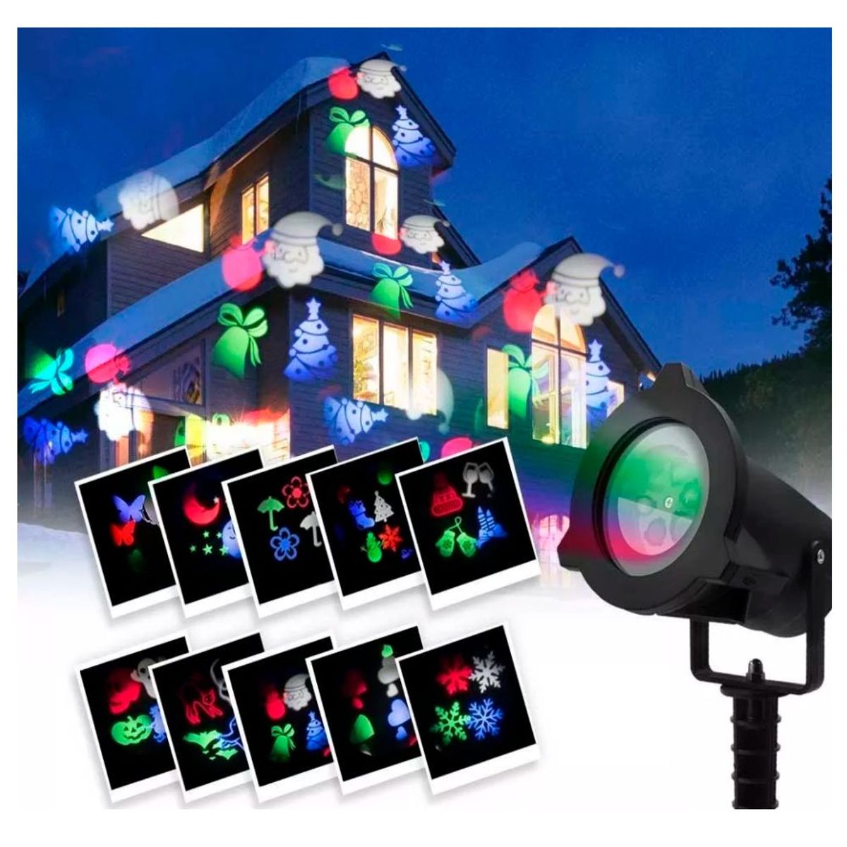GENERICO - Luces Navidad Proyector Giratorio 12 Diapositivas Diseño Festivo