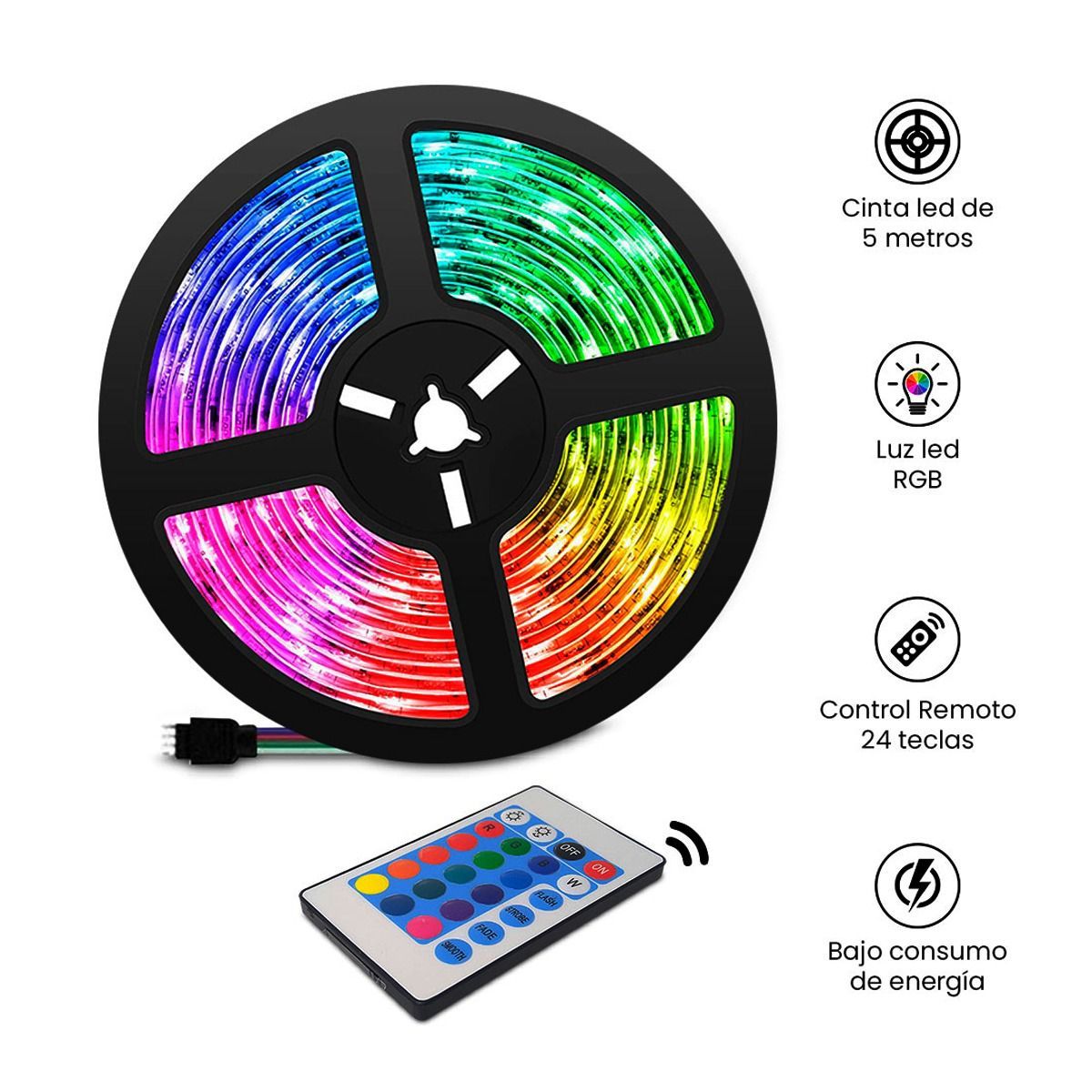 GENERICO - Tira de Luces Led RGB X5 Metros