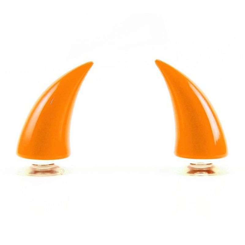 GENERICO - CUERNO NARANJA GRANDE  DE DIABLO PARA CASCO DE MOTOCICLETA
