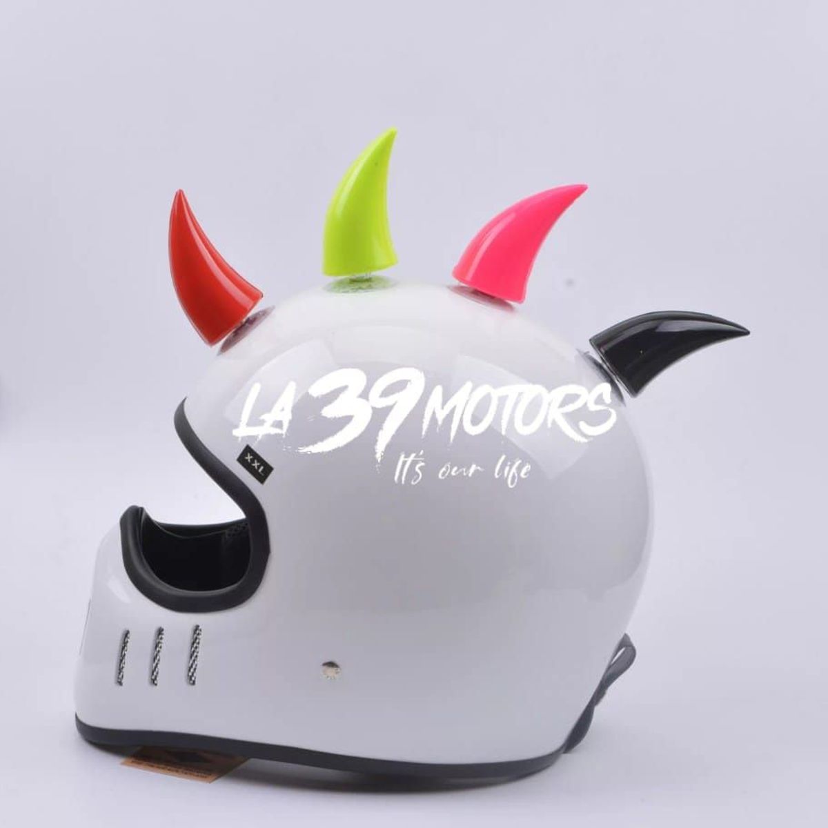 GENERICO - CUERNO VERDE GRANDE DE DIABLO PARA CASCO DE MOTOCICLETA