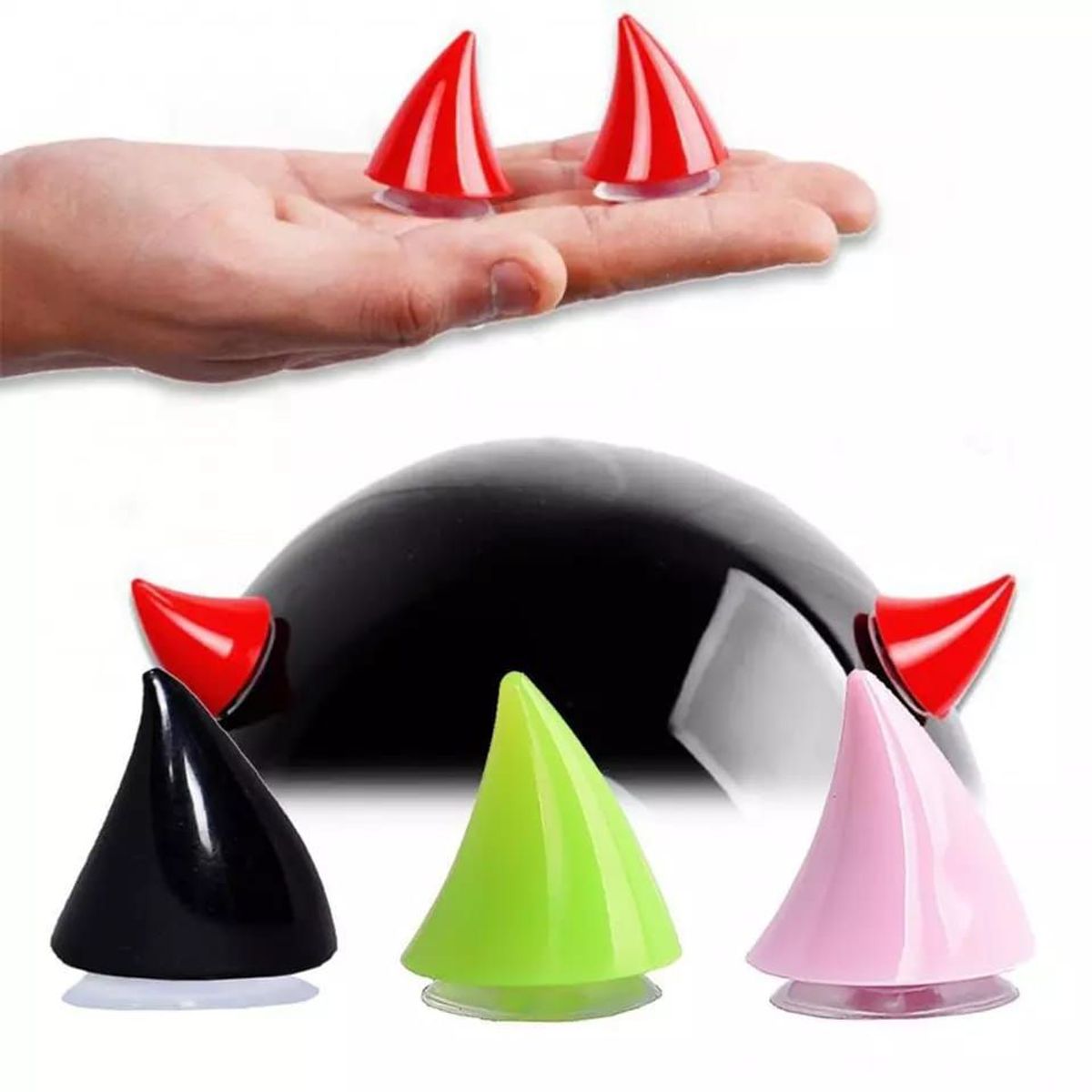 GENERICO - CUERNO ROJO CORTO DE DIABLO PARA CASCO DE MOTOCICLETA