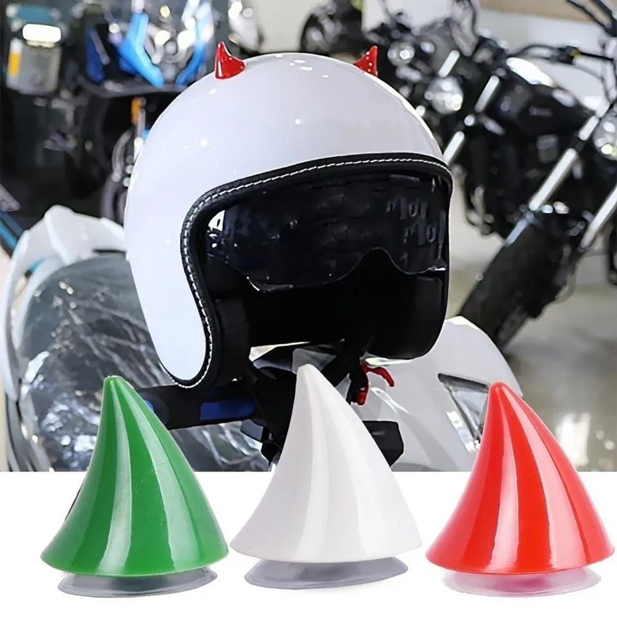 GENERICO - CUERNO BLANCO CORTO DE DIABLO PARA CASCO DE MOTOCICLETA