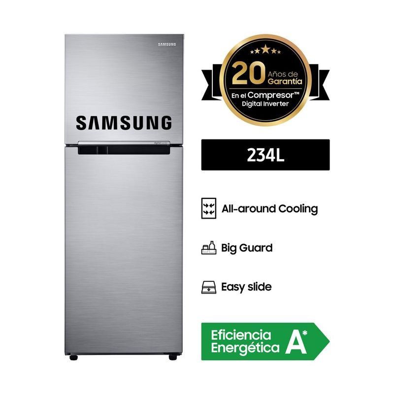 SAMSUNG - Refrigeradora Samsung 234 Lts Top Freezer Gris - RT22FARADS8