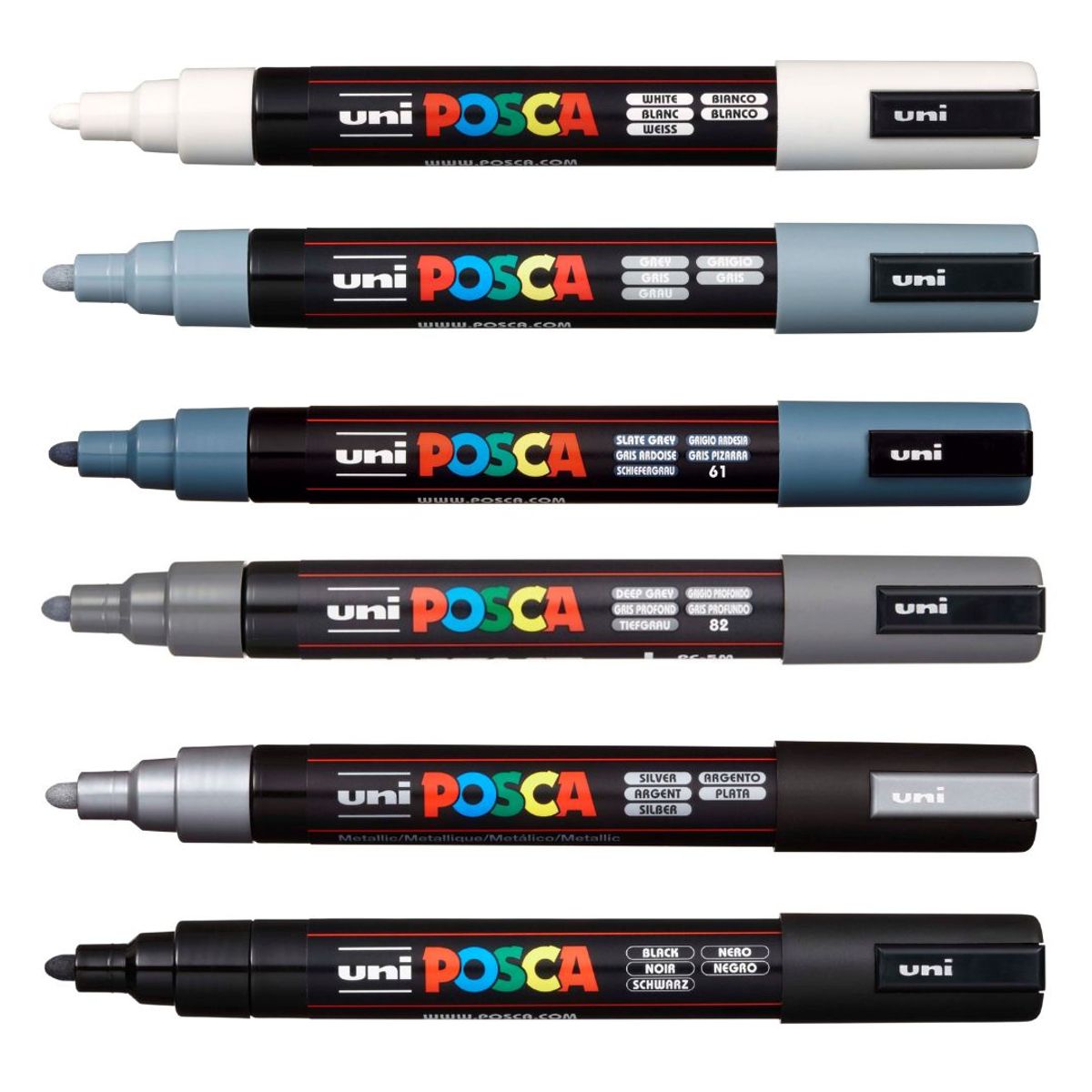 POSCA - Set Marcadores Punta 5m x 6 Shade Of Gray