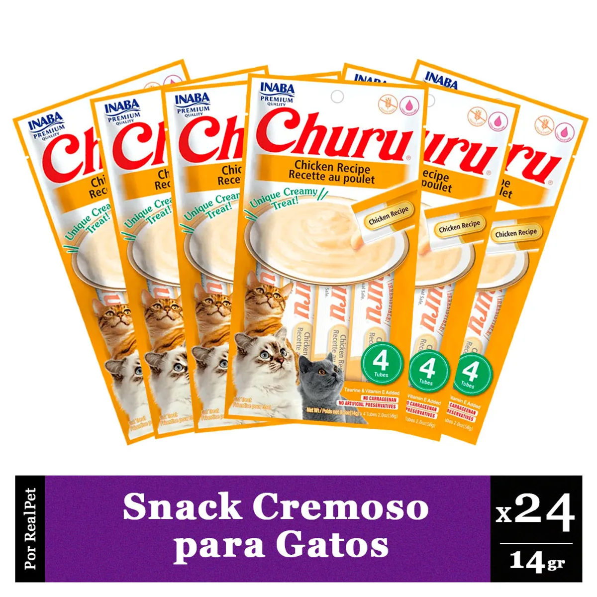 CHURU - Snack Cremoso Gato Churu Sabor Pollo 24 x 14gr