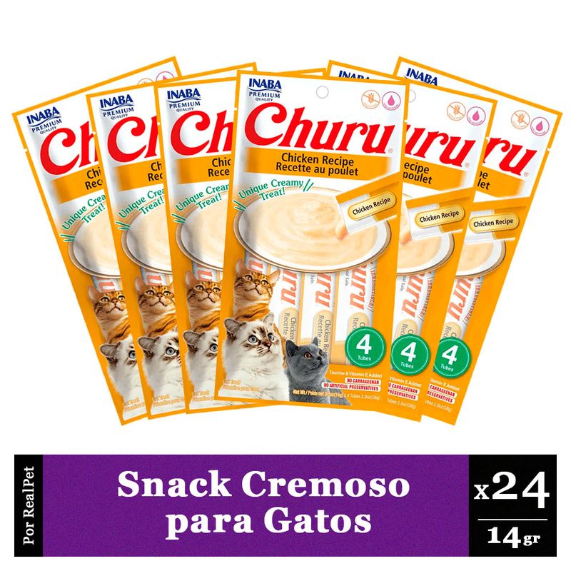 CHURU - Snack Cremoso Gato Churu Sabor Pollo 24 x 14gr