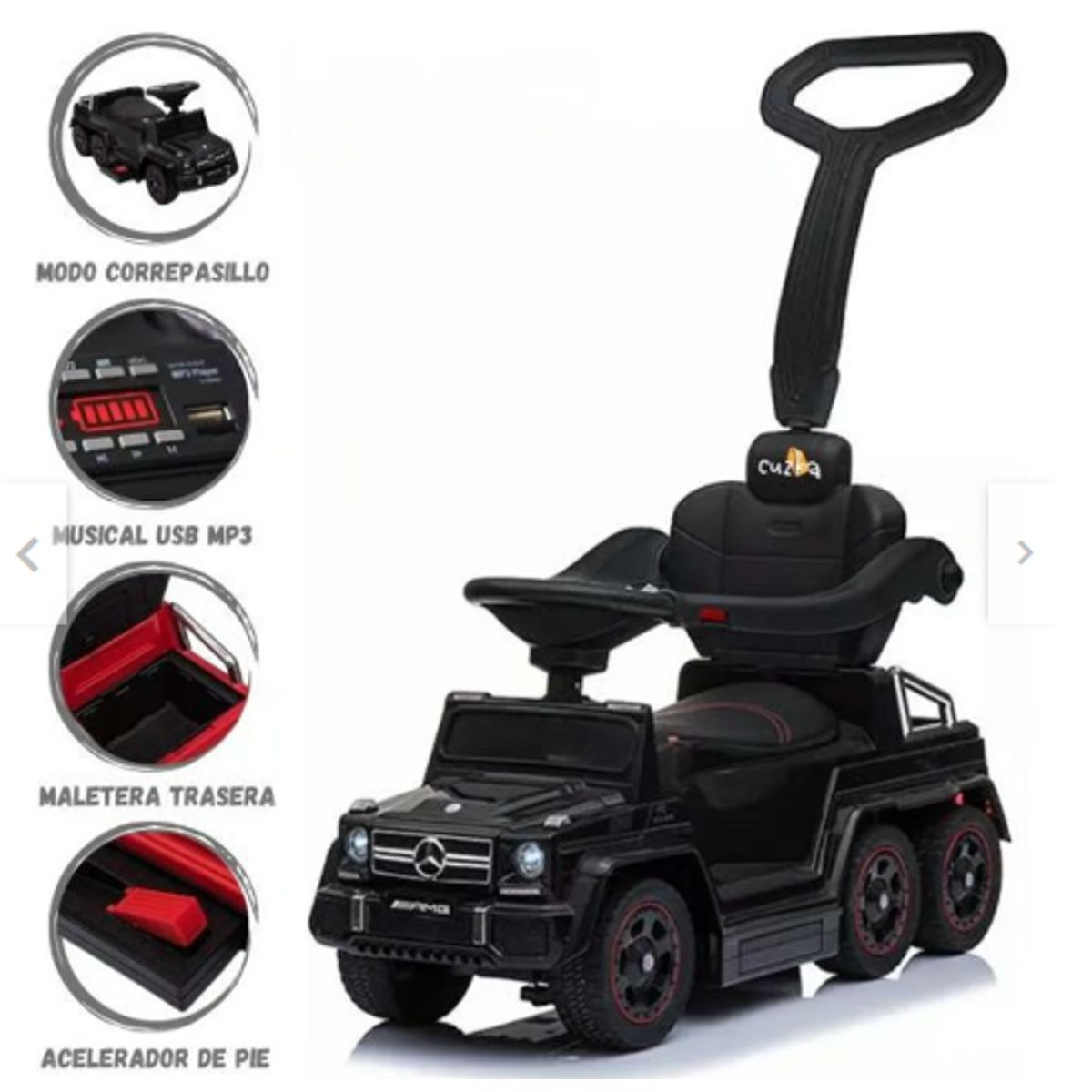 MERCEDES BENZ - Correpasillo a Batería 2 en 1 para Niños «AMG SIX» Black