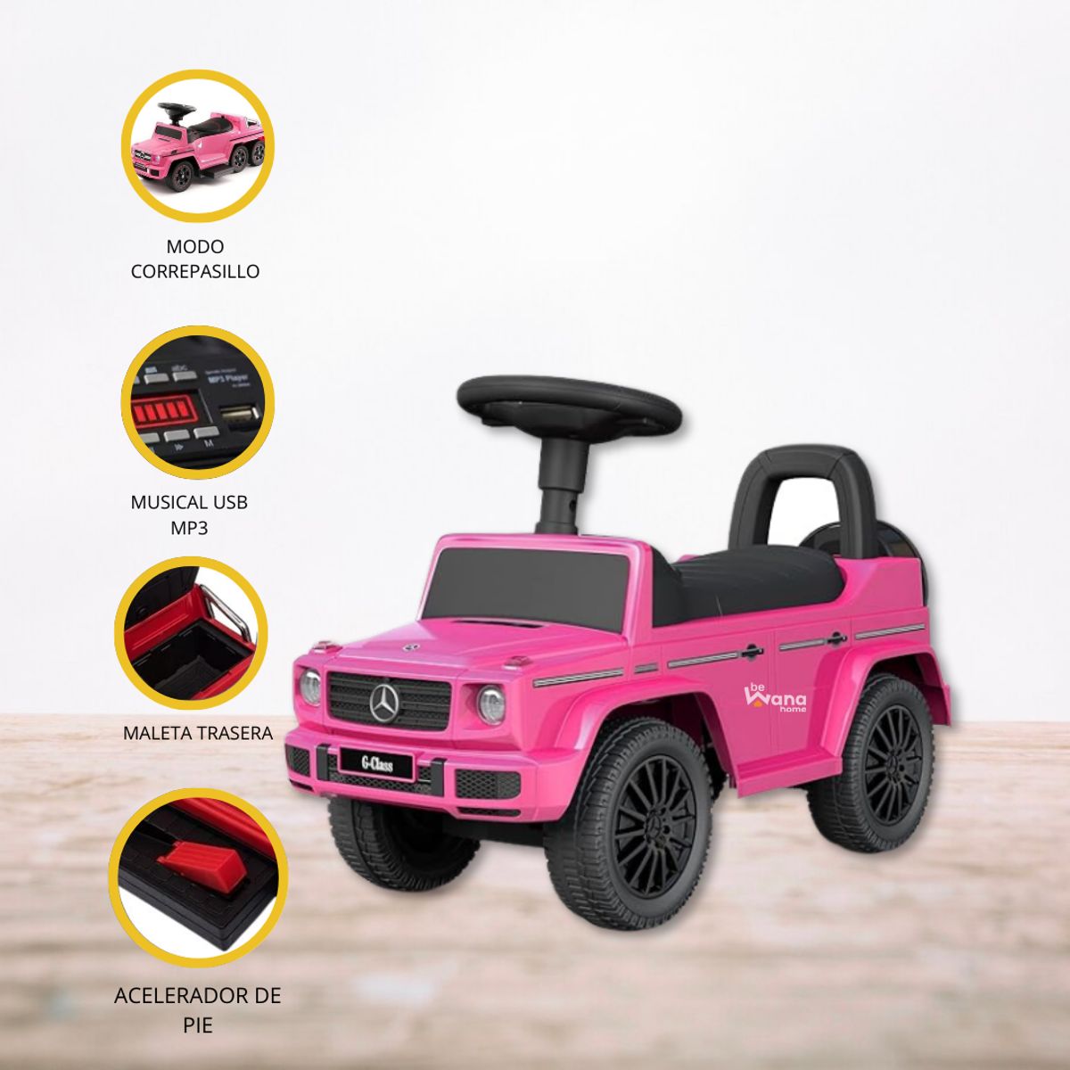 MERCEDES BENZ - Correpasillo a Batería 2 en 1 para Niños «AMG SIX» Pink