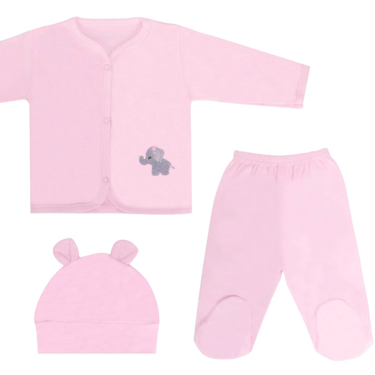 GENERICO - Ajuar - Set de 3 piezas Algodon - Elefante - Rosado