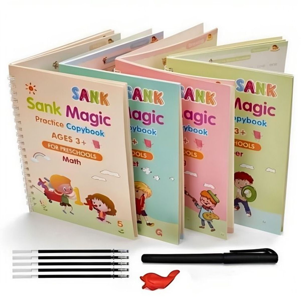 GENERICO - Cuaderno Mágico Set De 4 Libros De Caligrafía Reutilizable