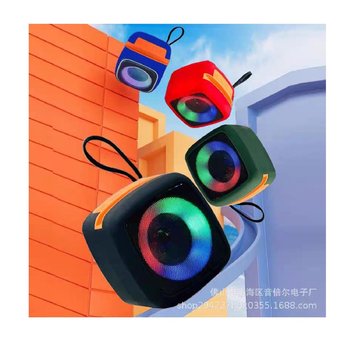 GENERICO - Mini Parlante Portátil Bluetooth Luz Led Porta Celular