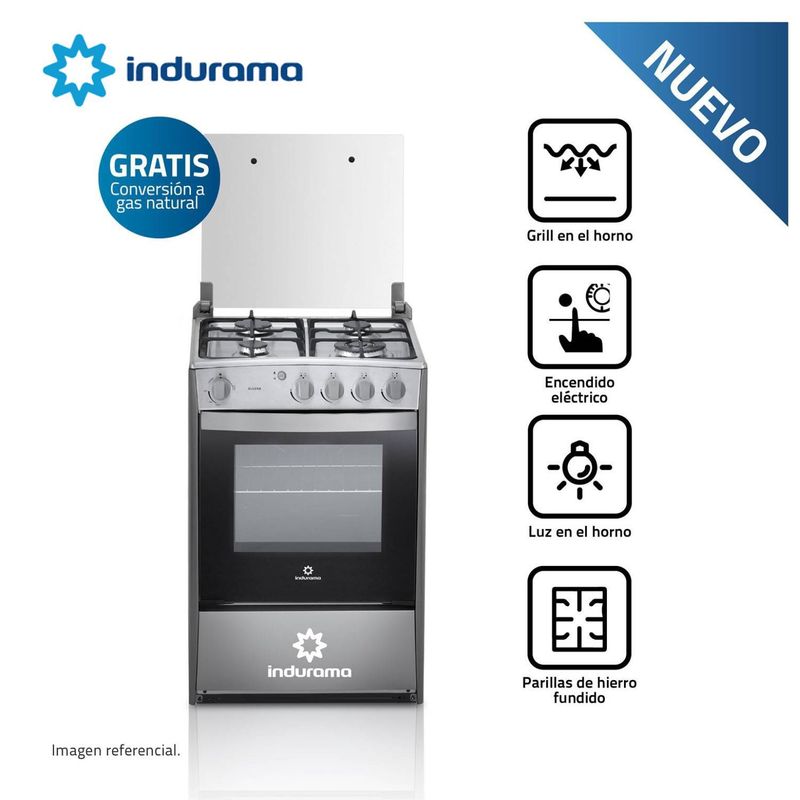 INDURAMA - Cocina a Gas Indurama Olvera QZ 4 Hornillas - Croma