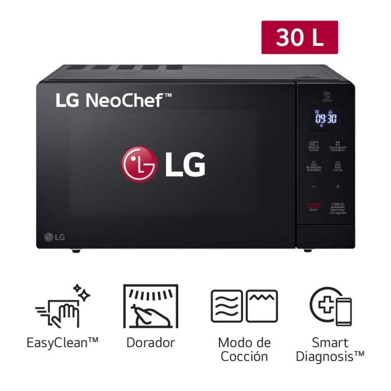 LG - Horno Microondas LG Easy Clean 30 Litros MH7032JAS  - Negro