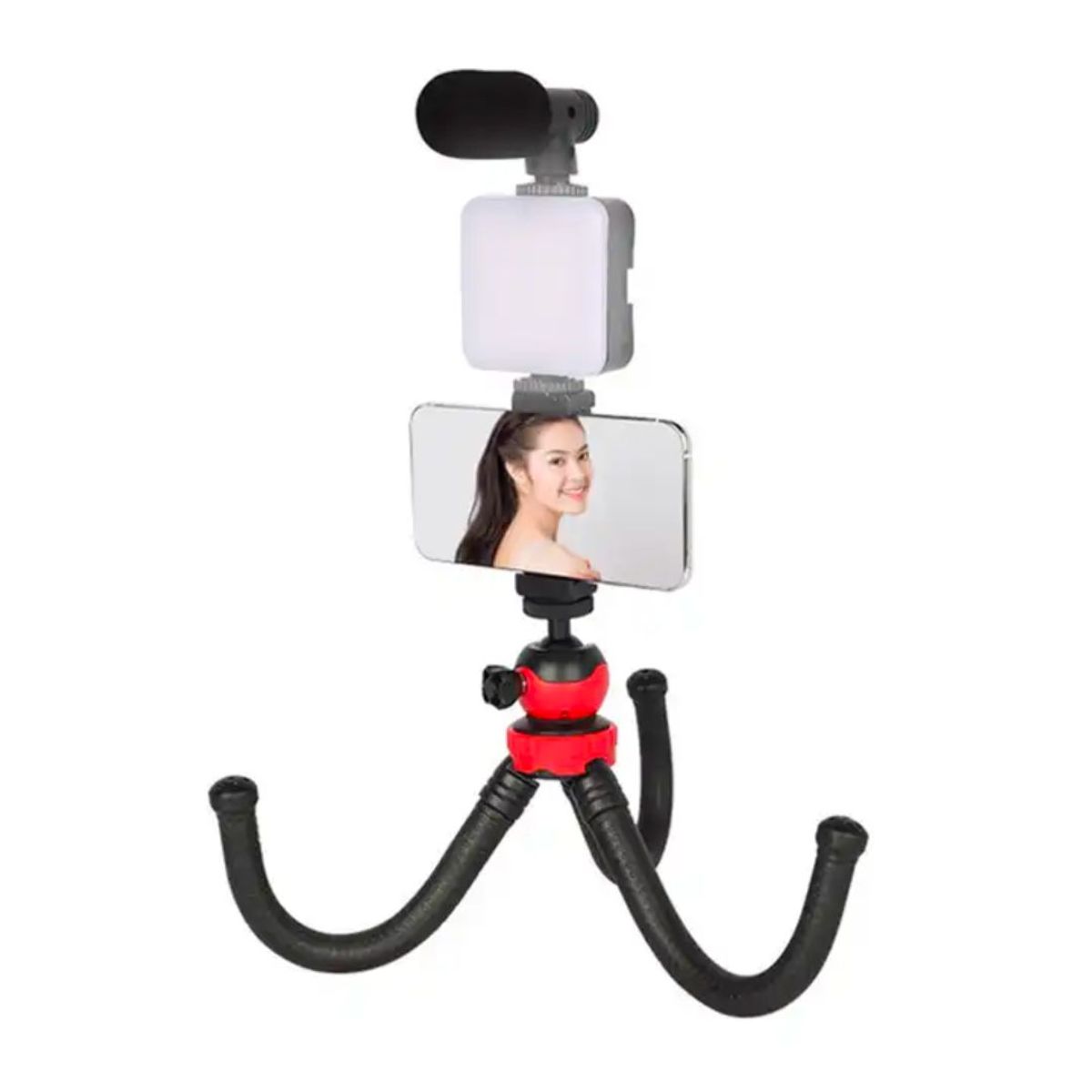 GENERICO - Trípode Flexible Pulpo para Celular con Luz LED y Microfono AY-49H