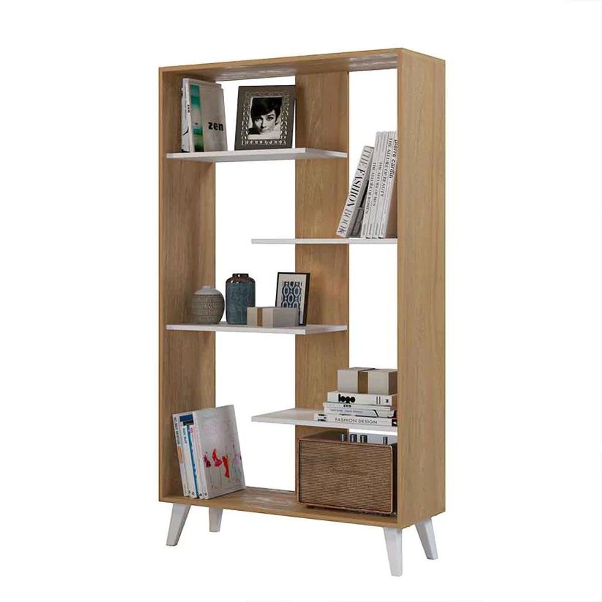 GENERICO - Librero Vintage Estante De 5 Divisiones Tours Bicolor - Gaudi