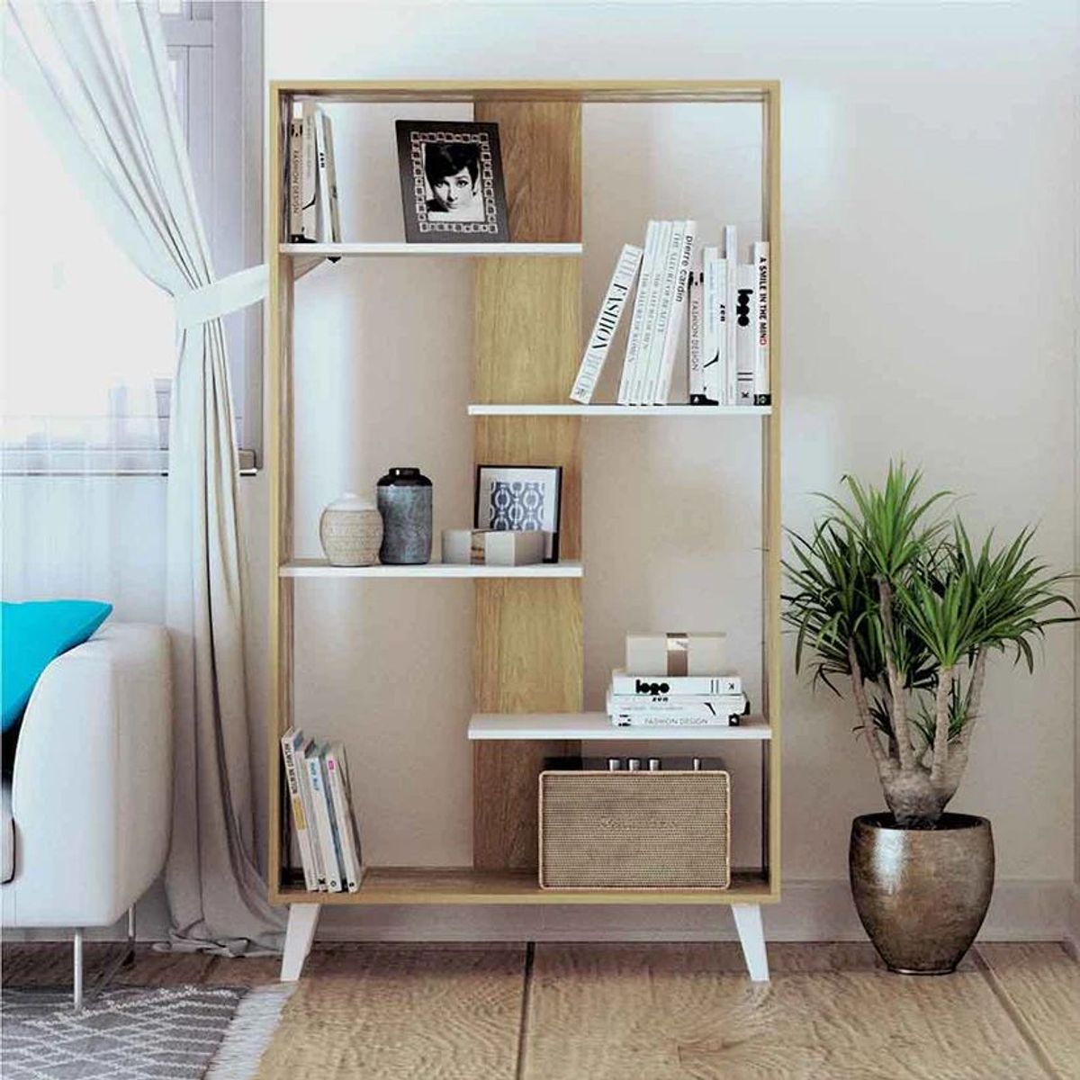 GENERICO - Librero Vintage Estante De 5 Divisiones Tours Bicolor - Gaudi