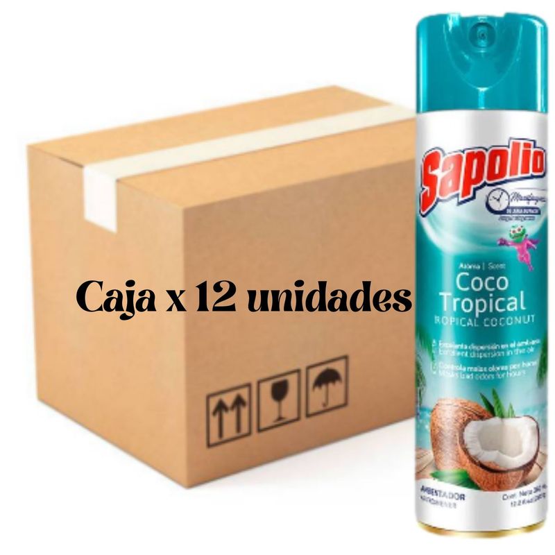 GENERICO - AMBIENTADOR SPRAY SAPOLIO COCO 360ML CAJA X 12 UNIDADES.