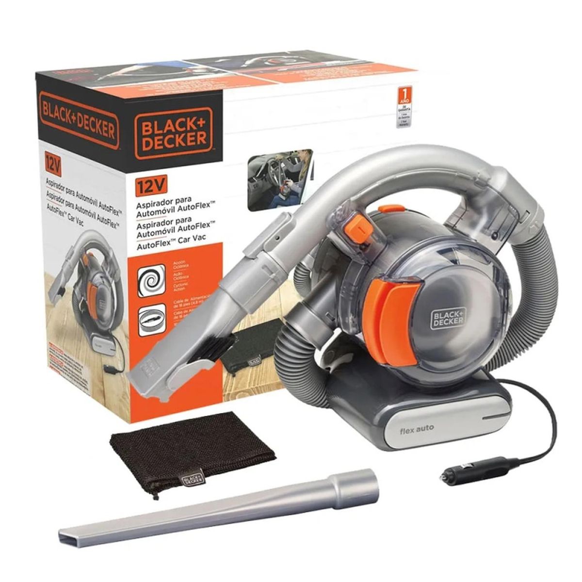BLACK+DECKER - Aspiradora CiclÃ³nica Auto Flex 12V 560 ml Black + Decker BDCV560F-LA.