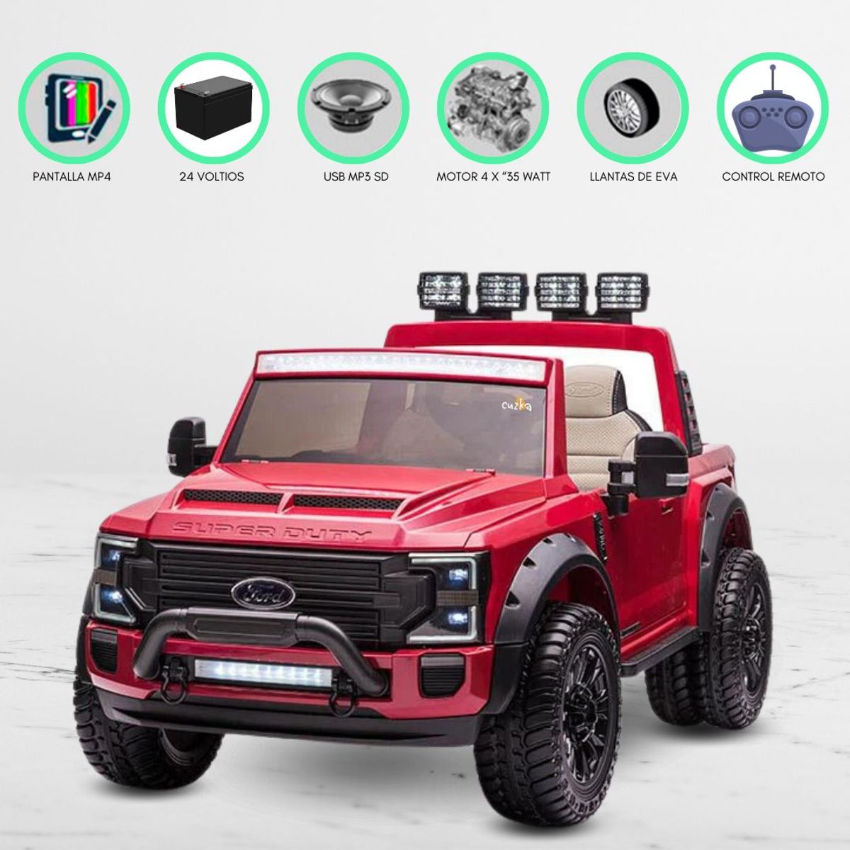 FORD - Carro a Batería FORD Licenciado para Niños «SUPER DUTY» Red