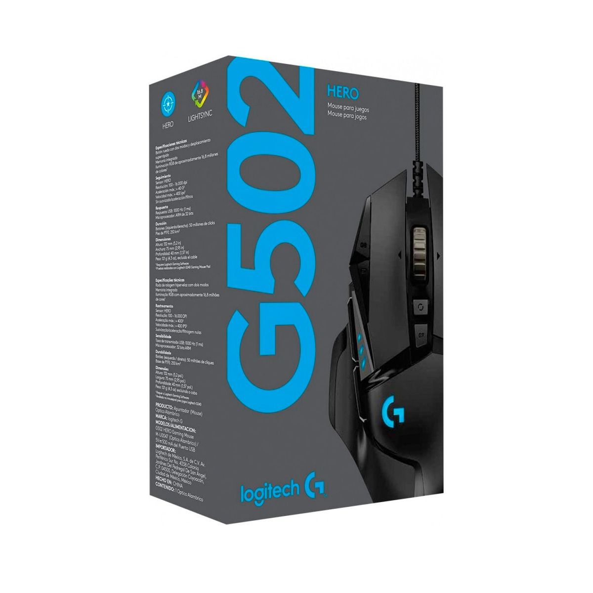 LOGITECH - Mouse Gamer Logitech G502 Hero 16000 Dpi Rgb Black