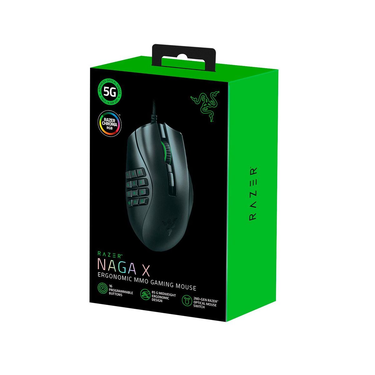 RAZER - Mouse Gamer Razer Naga X Mmo 18K Dpi 16 Botones Chroma Black