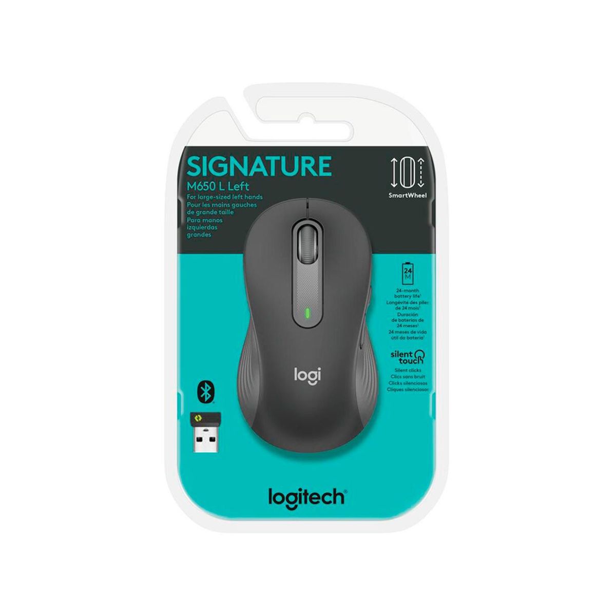 LOGITECH - Mouse Logitech Signature M650 Silent Large Wireless/Bluetooth Grey