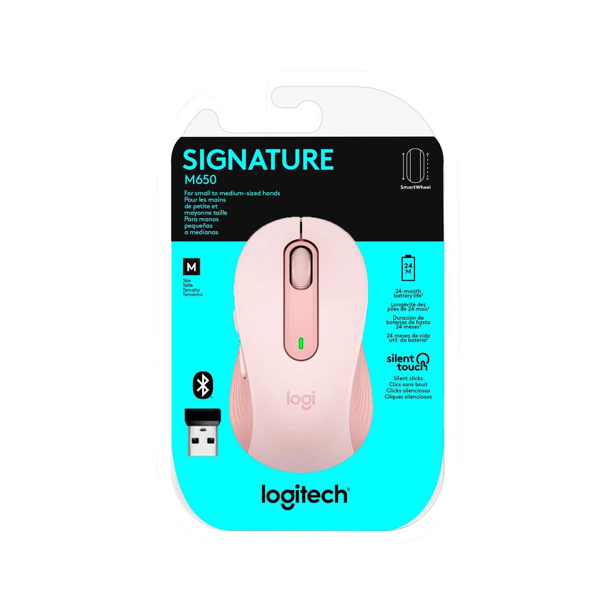 LOGITECH - Mouse Logitech Signature M650 Silent WirelessBluetooth Rosa