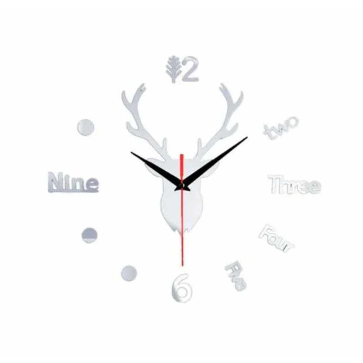 GENERICO - Reloj de Pared 3D de Reno con Relieve Modelo 2023 Sala Hogar Oficina