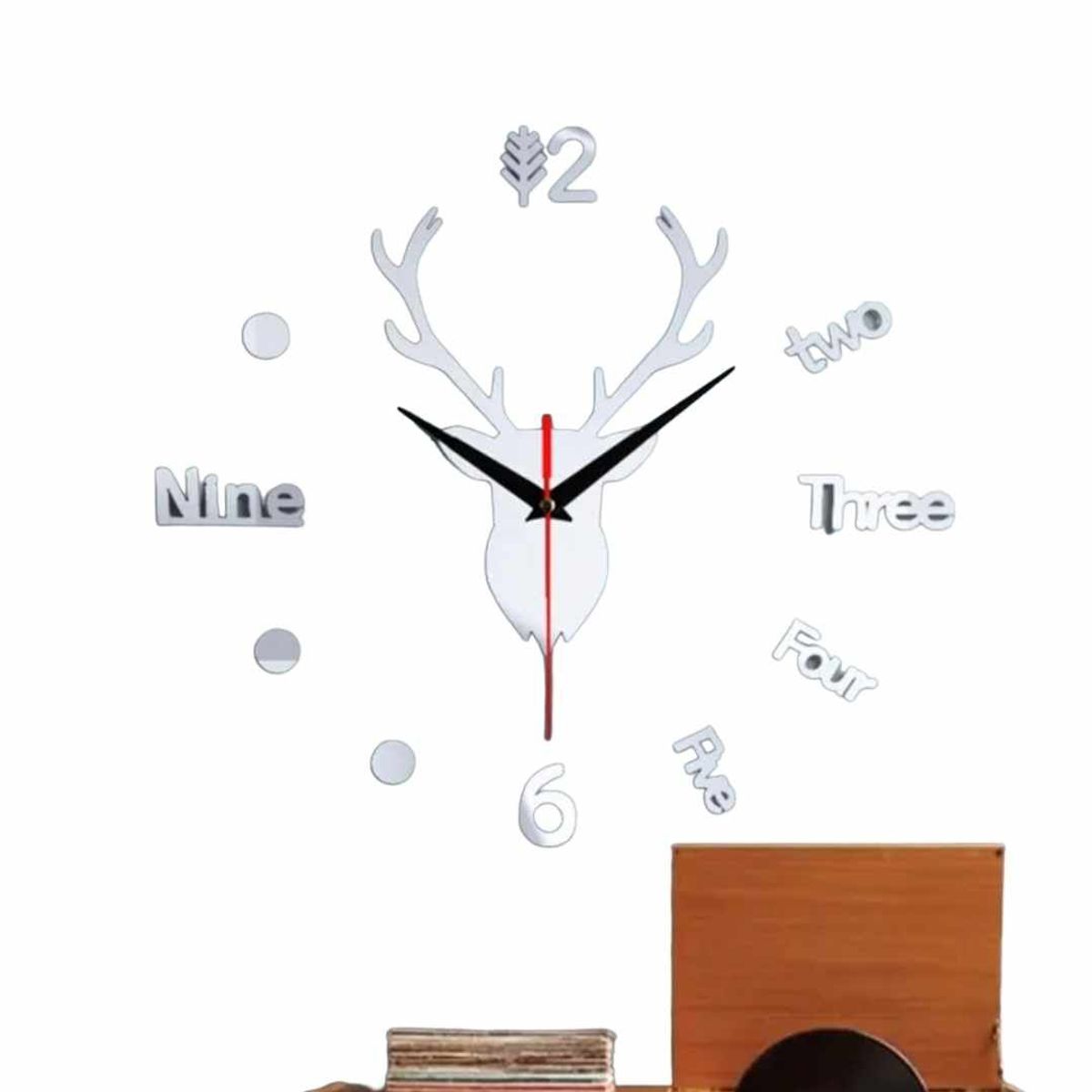 GENERICO - Reloj de Pared 3D de Reno con Relieve Modelo 2023 Sala Hogar Oficina