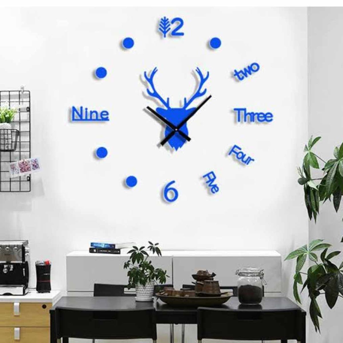 GENERICO - Reloj de Pared 3D de Reno con Relieve Modelo 2023 Sala Hogar Oficina