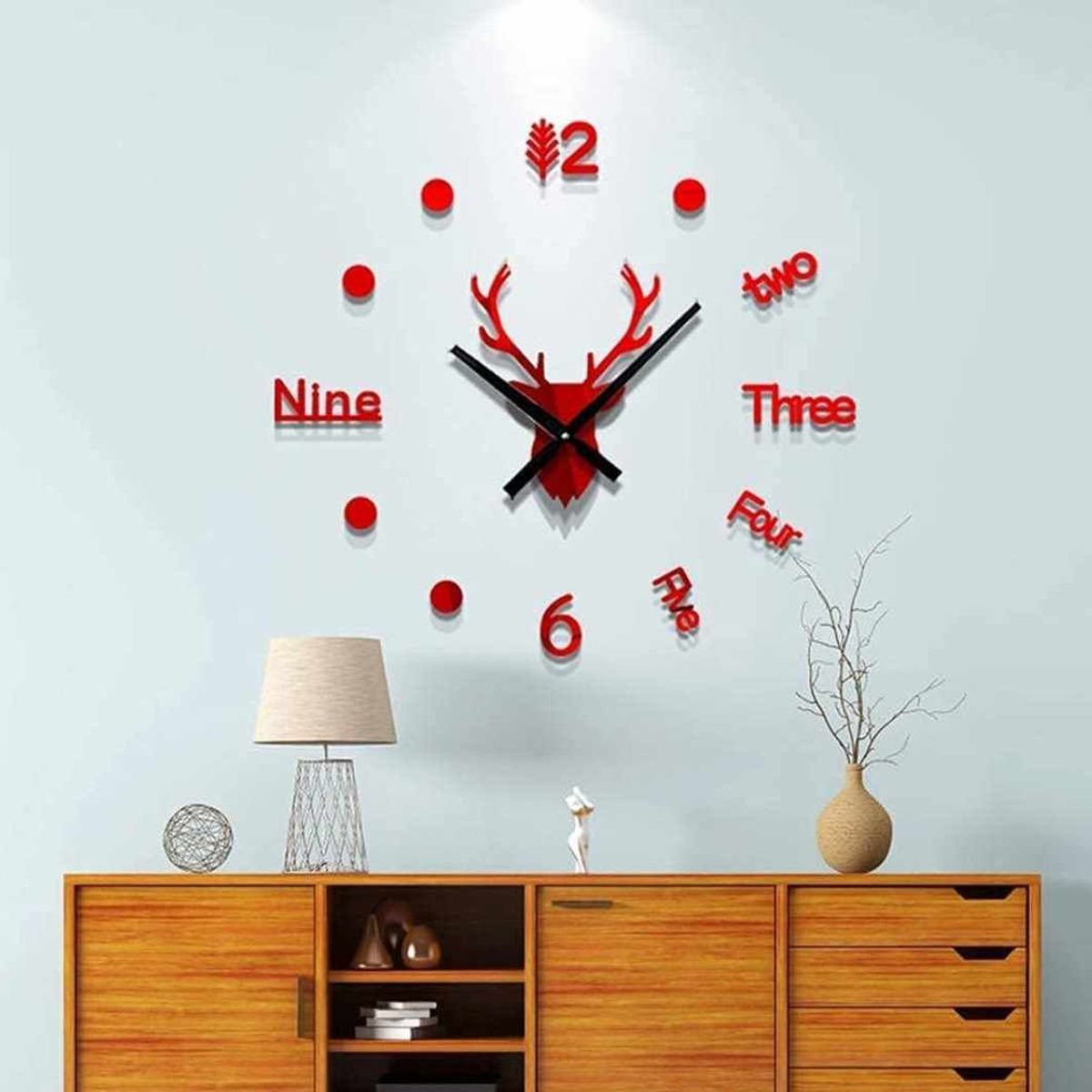 GENERICO - Reloj de Pared 3D de Reno con Relieve Modelo 2023 Sala Hogar Oficina