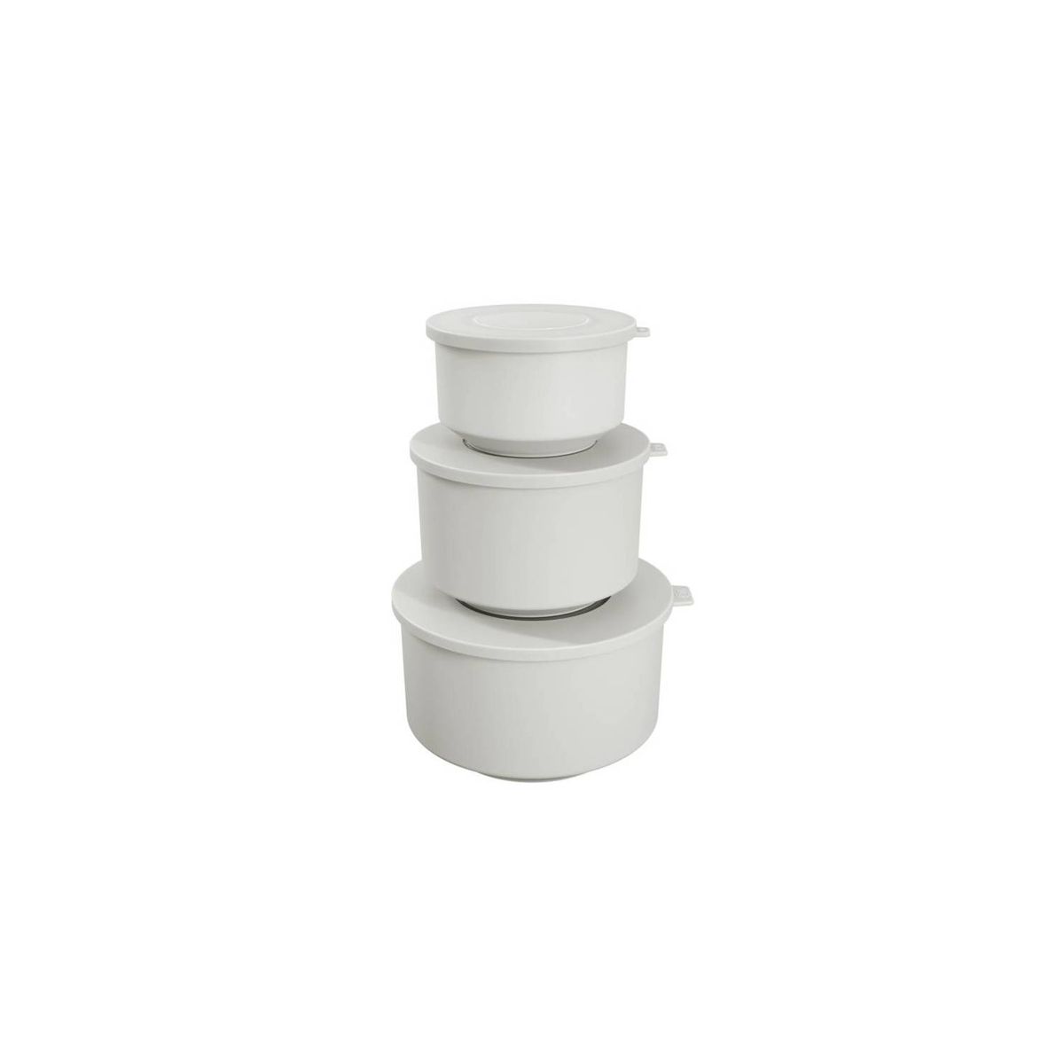 COZA - Set x3 Contenedores de Plastico Con Tapa 500ml 1L 2L Coza Hoop Blanco