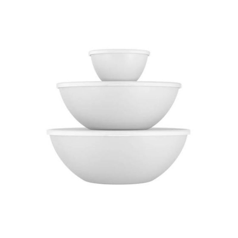 COZA - Set x3 Contenedores de Plastico 250ml 2.5L 3.5L Coza Essential Blanco