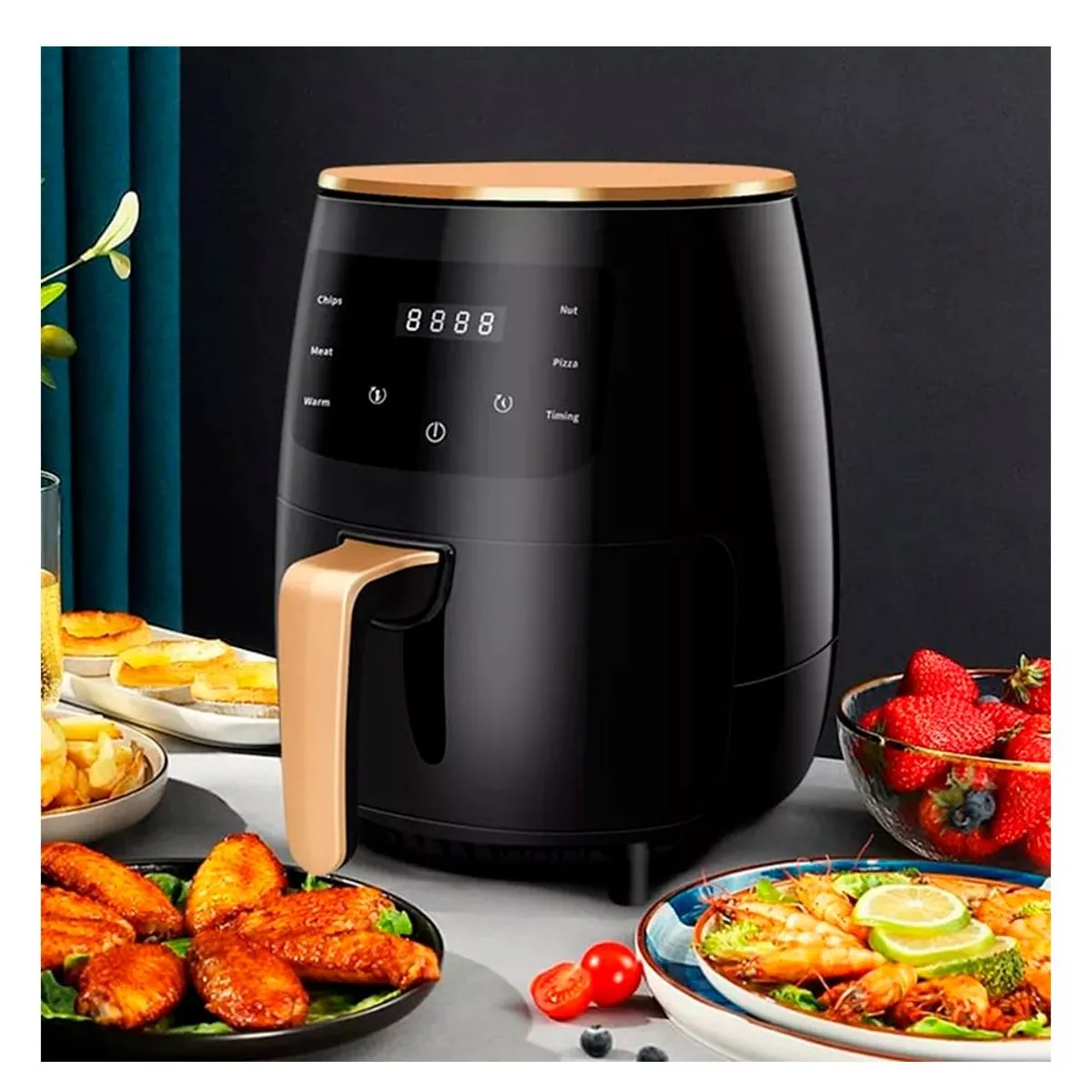 GENERICO - Freidora de Aire 6 Litros Antideslizante Sin Aceite Airfryer de 200°C