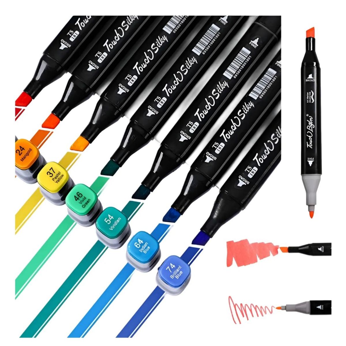 GENERICO - PLUMONES DOBLE PUNTA SET DE 80 CON ESTUCHE TOUCH