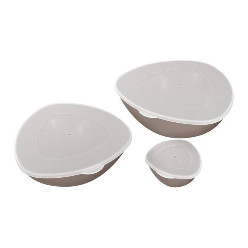 COZA - Set x3 Contenedores de Plastico 250ml 2.5L 3.5L Coza Essential Gris