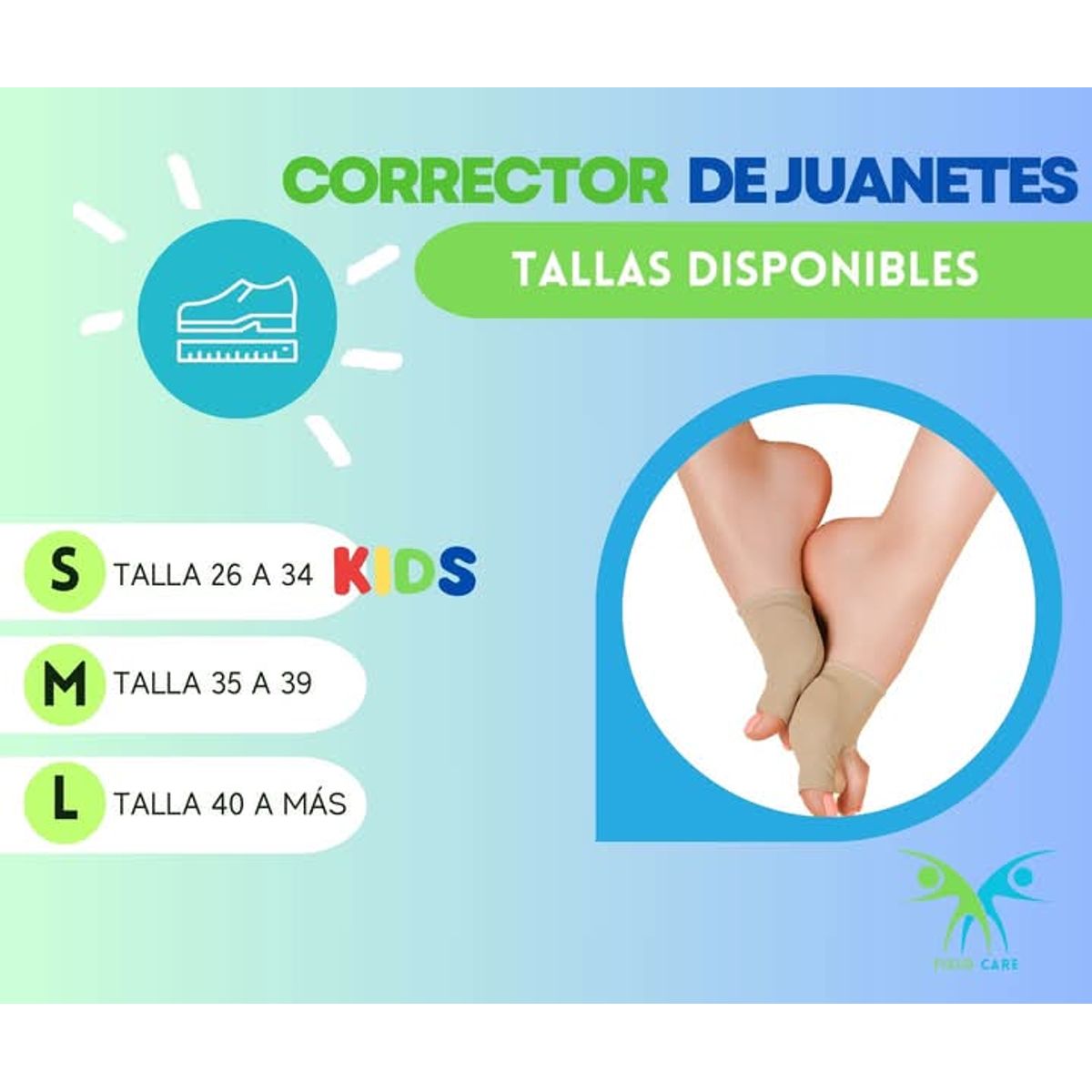FISIO CARE TU BIENESTAR PRIMERO - Corrector de juanete TALLA M BEIGE separador de dedos HALLUX VALGUS