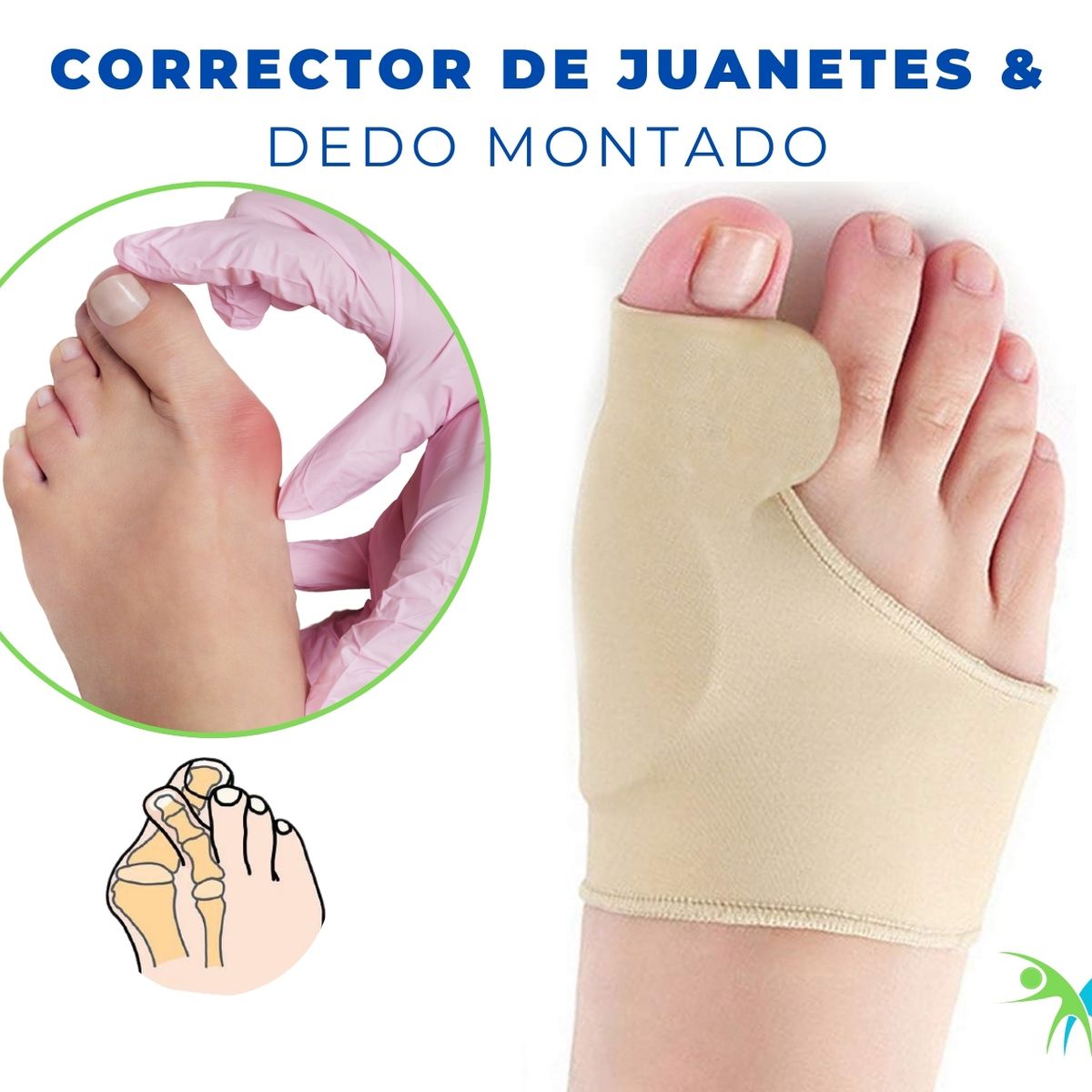 FISIO CARE TU BIENESTAR PRIMERO - Corrector de juanete TALLA M BEIGE separador de dedos HALLUX VALGUS
