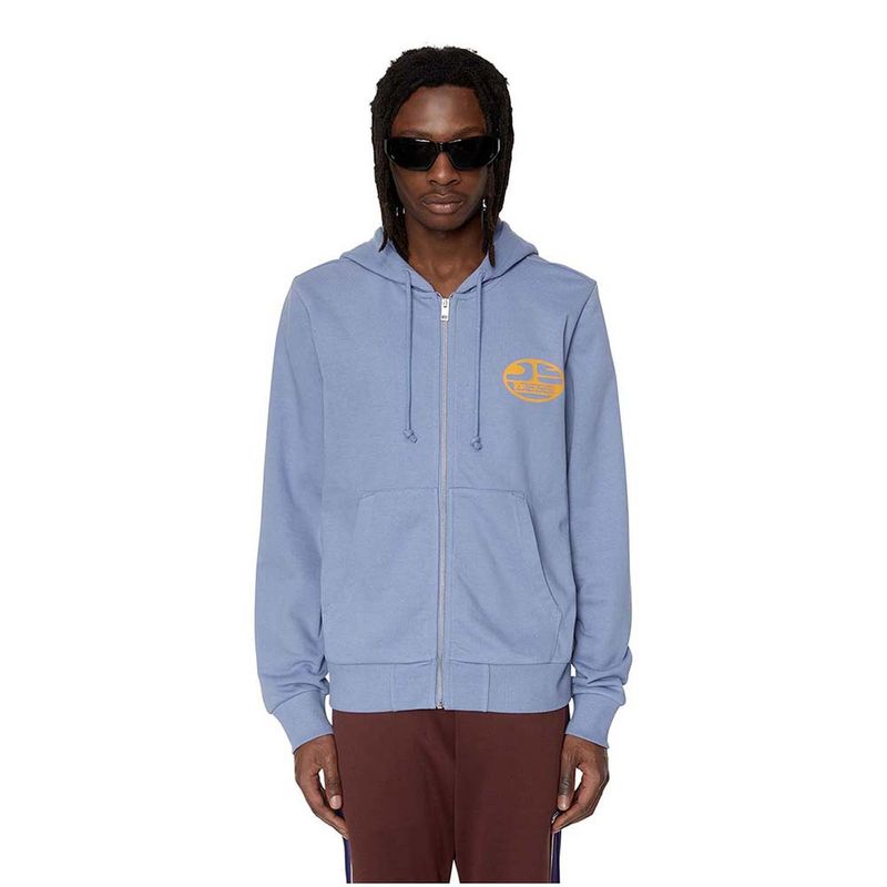 DIESEL - Poleron Diesel S-Ginn-Hood-Zip Light Blue Hombre